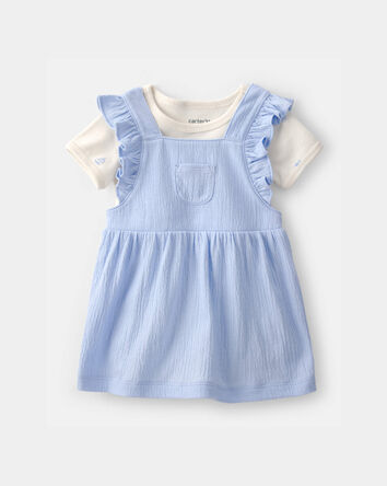 Baby Girl 2-Piece Jumper Dress Set - Blue, 