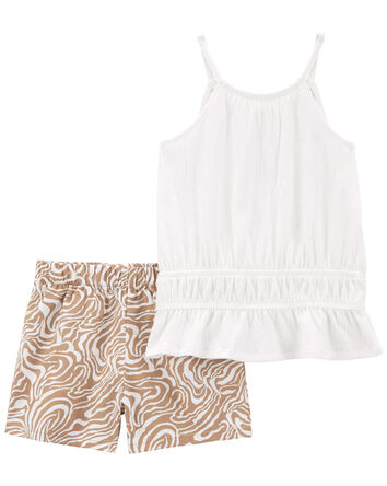 Kid 2-Piece Crinkle Jersey Top & Pull-On Shorts, 