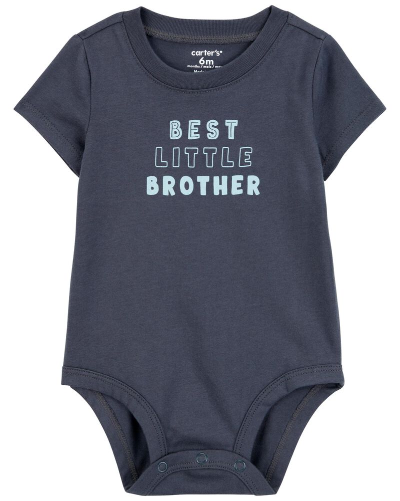 Best Little Brother Short-Sleeve Bodysuit - Blue, image 1 of 3 slides