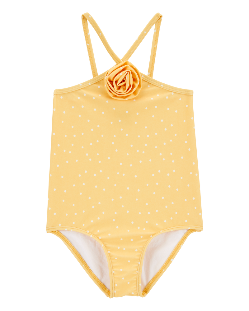 Toddler Girl 1-Piece Polka Dot Swimsuit - Gold, image 1 of 4 slides