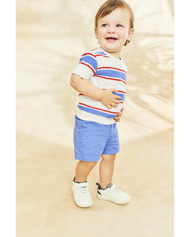 Baby 2-Piece Striped Tee & Canvas Shorts Set, image 2 of 4 slides