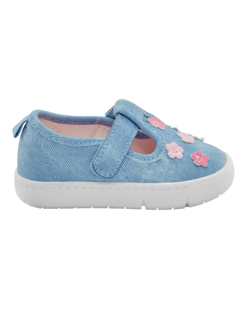Every Step® First Walker Floral Denim Sneakers - Blue, image 2 of 7 slides