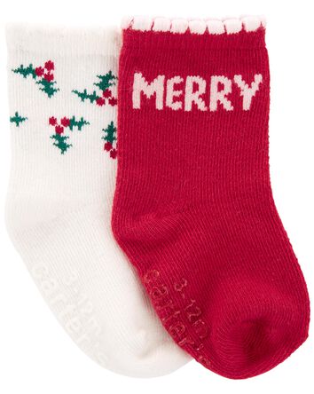 Baby 2-Pack Christmas Booties, 