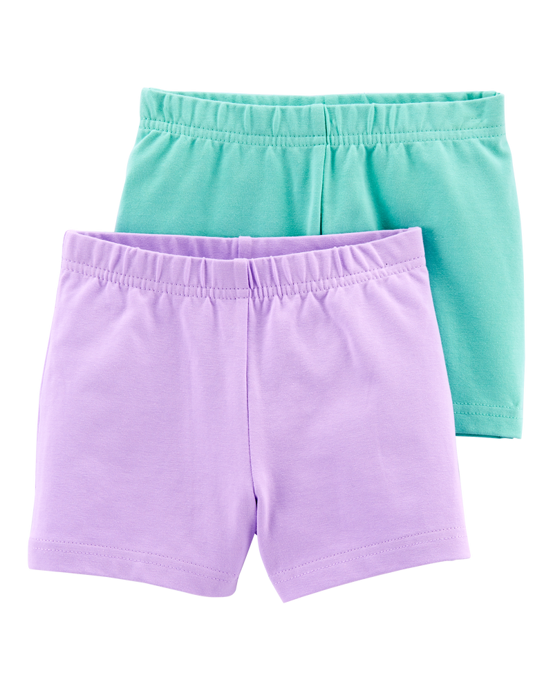 Baby Girl 2-Pack Tumbling Shorts - Mint/Purple, image 1 of 4 slides
