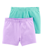 Baby Girl 2-Pack Tumbling Shorts - Mint/Purple, image 1 of 4 slides