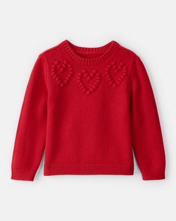 Toddler Girl Heart Long-Sleeve Sweater - Red, 