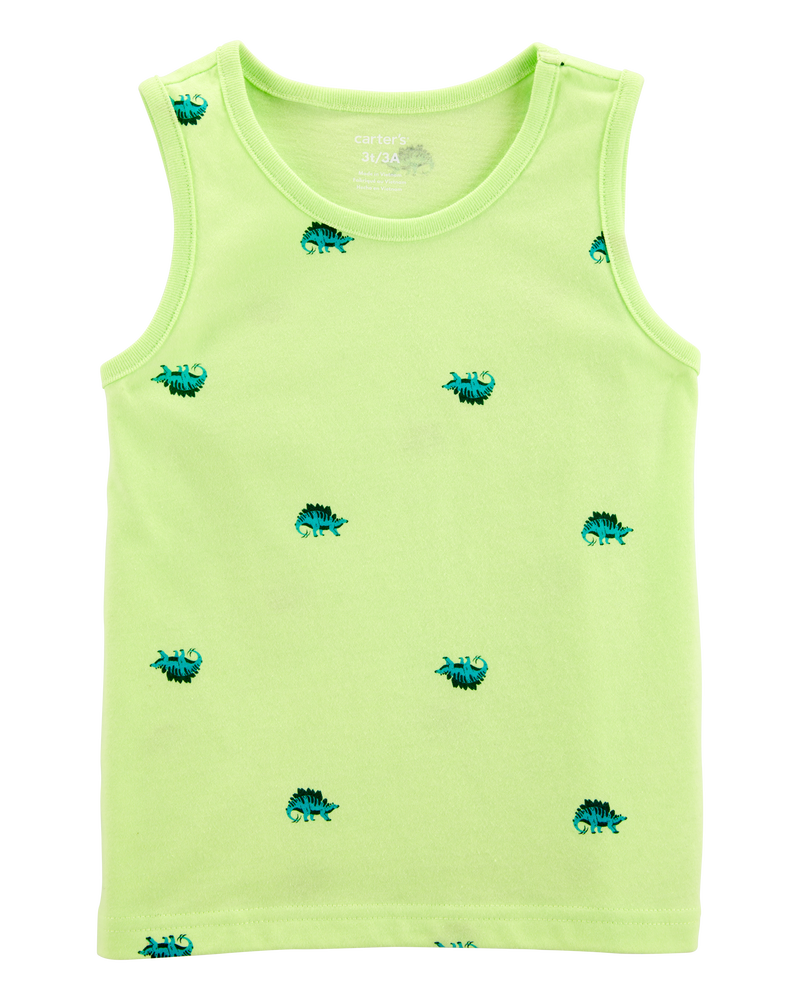 Toddler Dinosaur Graphic Tank - Neon Yellow, image 1 of 3 slides