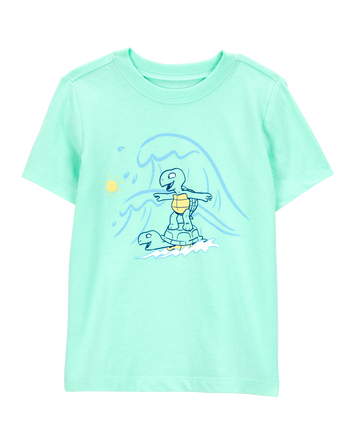 Toddler Surfing Turtle Short-Sleeve Graphic Tee - Aqua, 