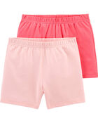 Kid 2-Pack Pink Bike Shorts, image 1 of 2 slides