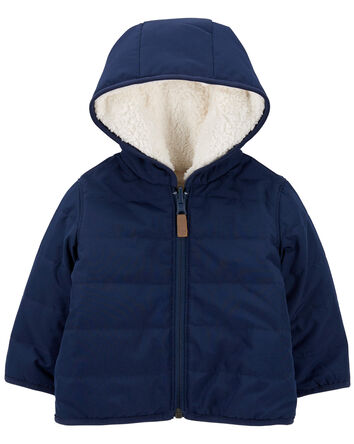 Baby Reversible Zip-Up Sherpa Hooded Jacket, 