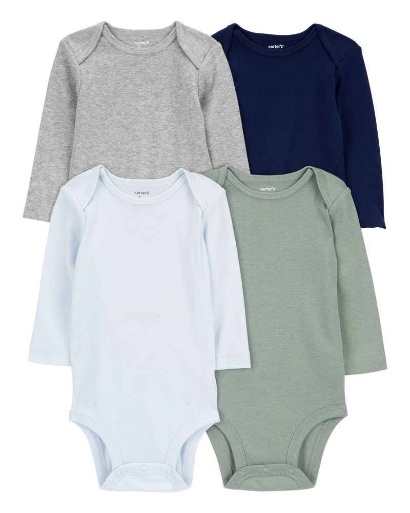 Baby 4-Pack Long-Sleeve Original Bodysuits, image 1 of 7 slides