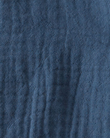 Baby Organic Cotton Gauze Button-Front Jumpsuit in Dark Sea Blue, 