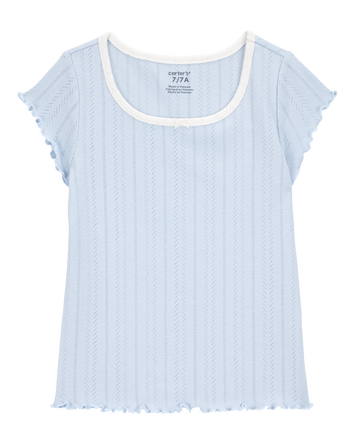 Kid Pointelle Baby Tee - Blue, 