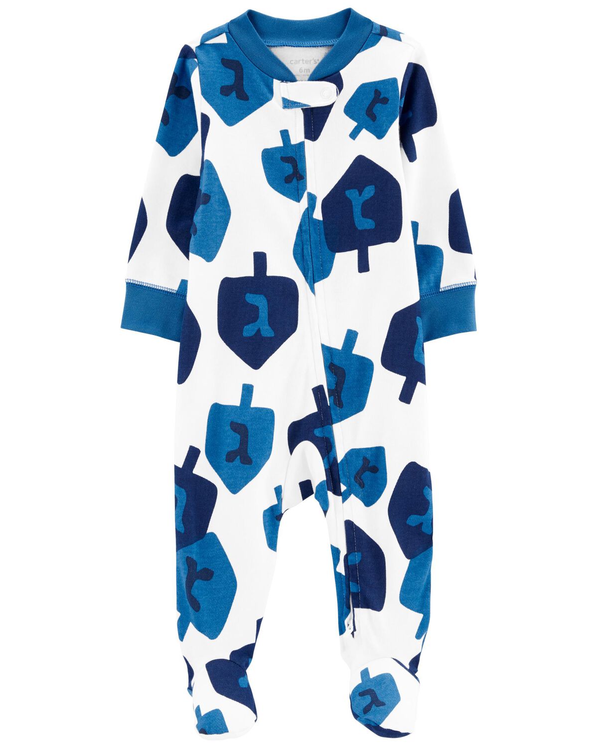 Blue/White Baby Hanukkah 2Way Zip Cotton Sleep & Play