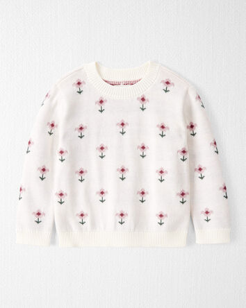 Toddler Girl Organic Cotton Sweater Knit in Wildflower Maze Print, 