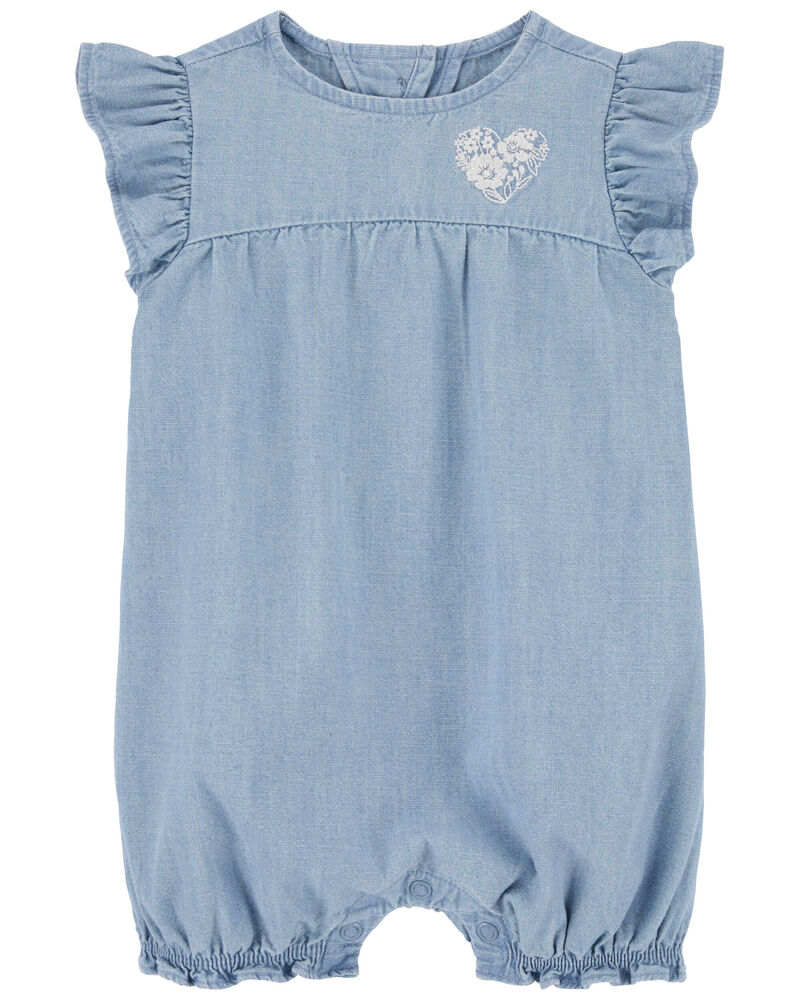 Baby Chambray Flutter Romper, image 1 of 4 slides