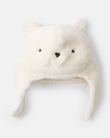 Baby Polar Bear Winter Trapper Hat - White, 