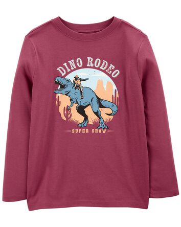 Dino Rodeo Long-Sleeve Graphic Tee - Red, 