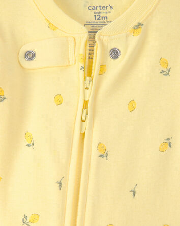 Baby Lemon 100% Cotton Snug Fit 1-Piece Pajama Set - Yellow, 
