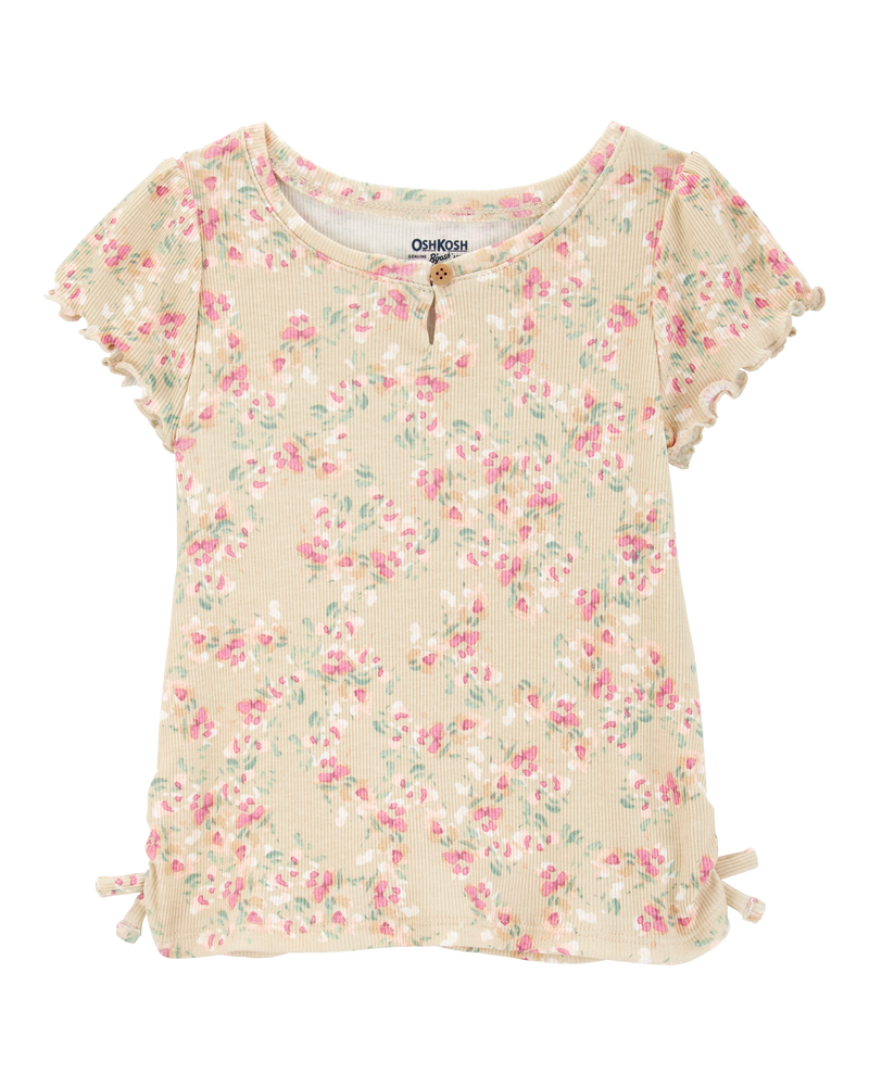Toddler Short-Sleeve Cotton Rib Floral Top, image 1 of 3 slides