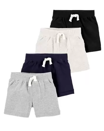 4-Pack Pull-On Shorts, 