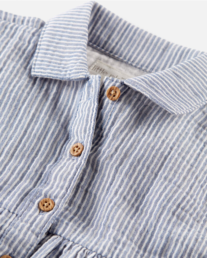 Baby Organic Cotton Striped Button-Front Dress, image 4 of 6 slides
