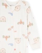 Baby Atlanta Print 2-Way Zip PurelySoft Sleep & Play Pajamas - Ivory, image 3 of 6 slides