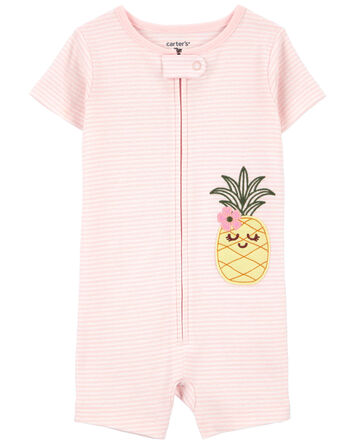 Toddler 1-Piece Pineapple 100% Snug Fit Cotton Romper Pajamas, 