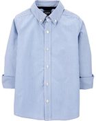 Kid  Long Sleeve Striped Button-Front Uniform Shirt, image 2 of 3 slides