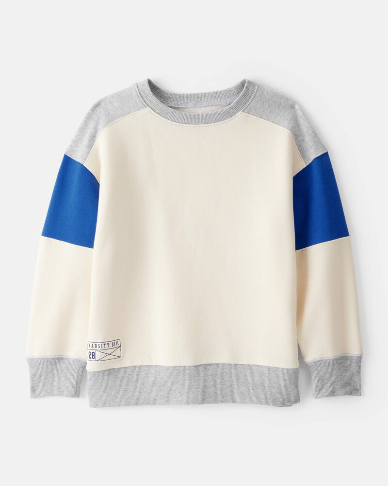 Boys Color Block Pullover Sweatshirt - Ivory, image 1 of 3 slides
