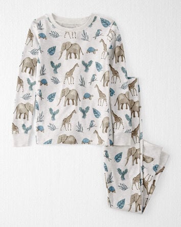 Kid Safari Print Organic Cotton 2-Piece Pajamas, 