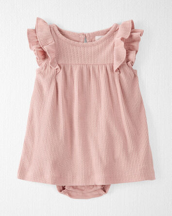 Baby Pointelle-Knit Bodysuit Dress Made with Organic Cotton in Pink, 