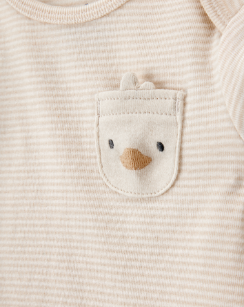 Baby 4-Piece Striped Duck Outfit Set - Brown, 
