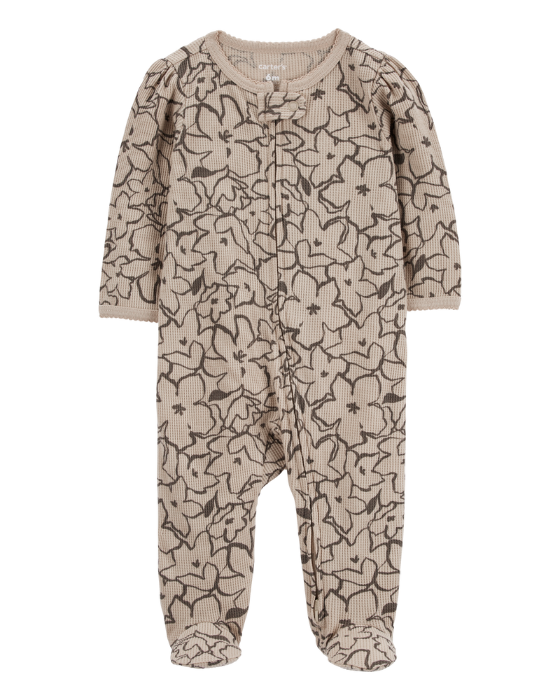 Baby Floral 2-Way Waffle Knit Sleep & Play Pajamas, image 1 of 4 slides