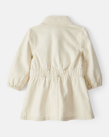 Baby Girl Embroidered Cotton Long-Sleeve Dress - White, 