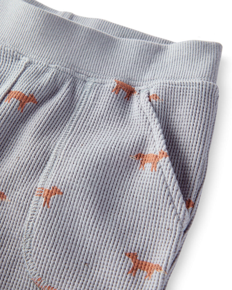 Toddler Organic Cotton Waffle Knit Set in Shadow Fox Print, image 2 of 6 slides