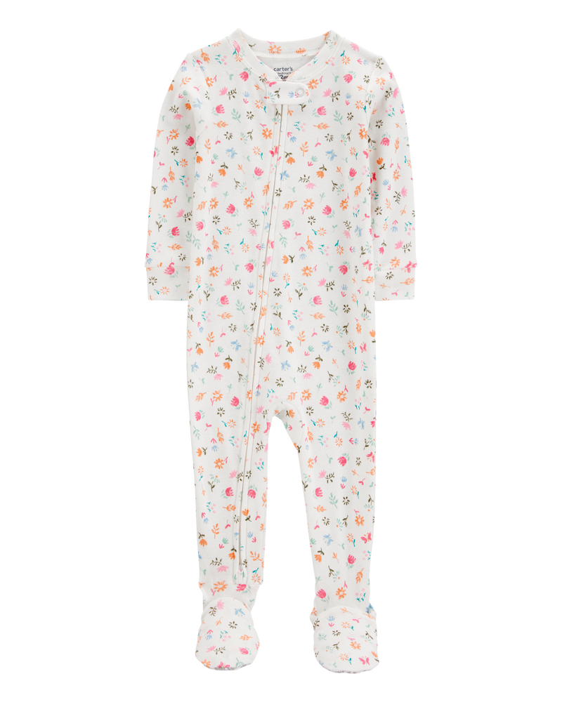 Baby Girl Floral Print Snug Fit Cotton Footie 1-Piece Pajamas, image 1 of 4 slides