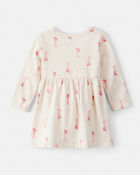 Baby Girl Ballet Slipper Print Long-Sleeve Dress - Ivory, image 2 of 4 slides