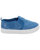 Kid Quilted Chambray Pull-On Sneakers, image 2 of 7 slides
