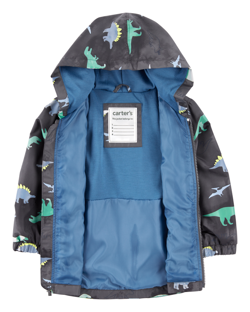 Toddler Dinosaur Color Changing Rain Jacket - Grey, image 6 of 6 slides