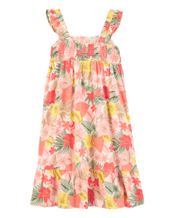 Kid Floral Smocked Midi Dress, 
