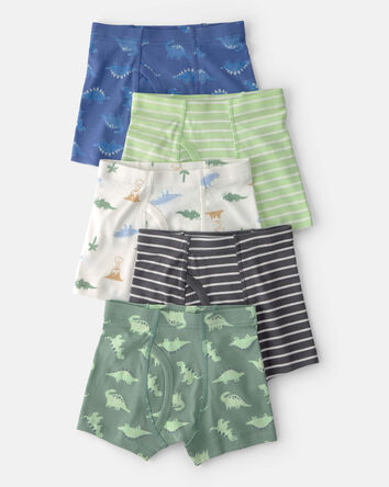 Toddler Boy 5-Pack Dino Boxer Brief Underwear - Green/Blue, 