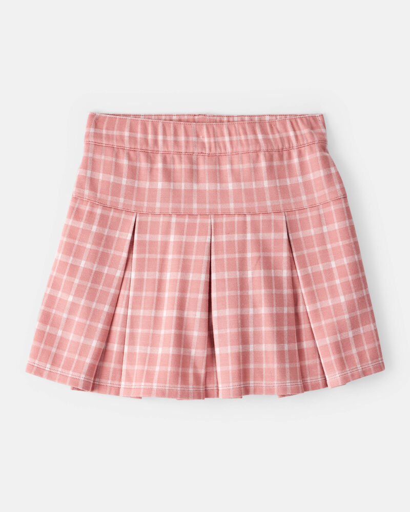 Kid Plaid Pleated Pull-On Skort - Pink, image 1 of 4 slides
