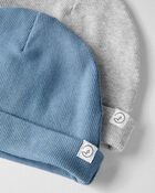 Baby 2-Pack Organic Cotton Rib Caps, image 2 of 3 slides