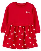 Toddler Love Hearts French Terry Dress, image 1 of 4 slides