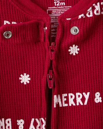 Baby Merry & Bright Christmas Cotton Long-Sleeve 2-Way Zip 1-Piece Pajamas - Red, 