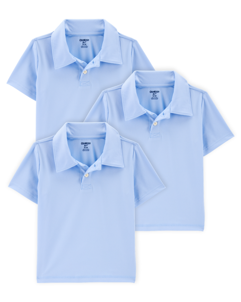 Toddler 3-Pack Active Uniform Polo Shirts in Moisture Wicking BeCool™ Fabric - Blue, image 1 of 3 slides