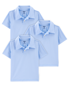 Toddler 3-Pack Active Uniform Polo Shirts in Moisture Wicking BeCool™ Fabric - Blue, image 1 of 3 slides