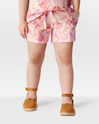 Toddler Floral Print Drawstring Shorts - Pink, image 2 of 7 slides