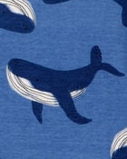 Baby Whale Striped Snug Fit Cotton 4-Piece Pajamas, image 2 of 4 slides